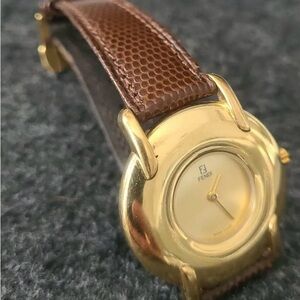 Rare Fendi Gold Plated 400G Women's Wristwatch 36 mm w chocolate brown strap